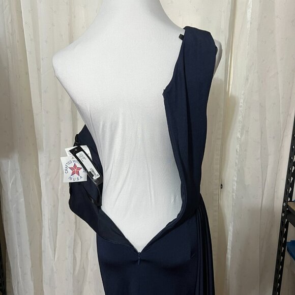 Xscape Women's One-Shoulder Draped Mini Dress Sz 12 in Navy - Picture 7 of 11